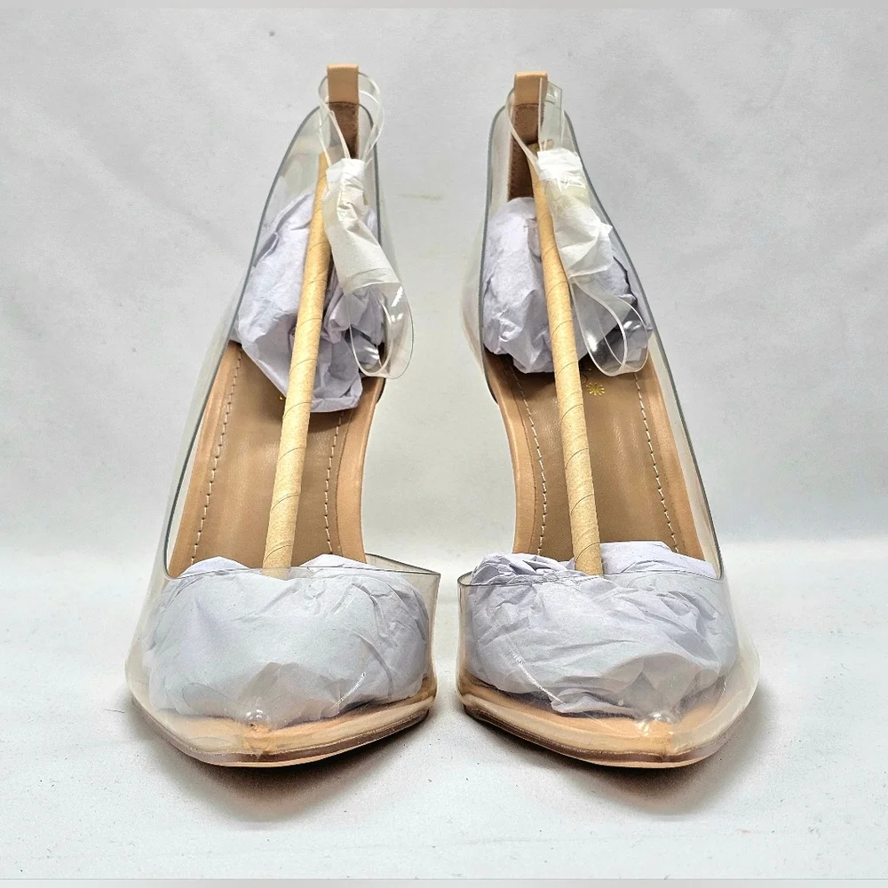 SHOE DAZZLE - Gissella - Clear Heels Ankle Strap Stiletto Pumps - Size 9.5 - Picture 11 of 12